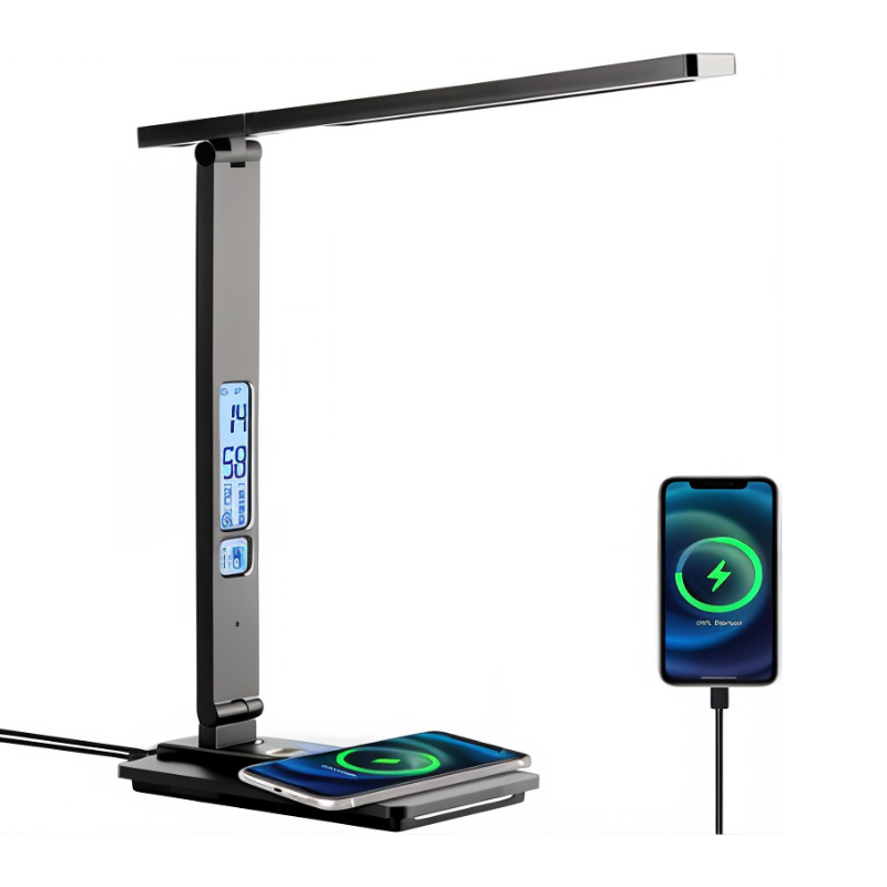 LED Bureaulamp met Draadloze Oplader en USB-Poort – Verstelbare Verlichting voor Optimaal Werkcomfort | Sansoti