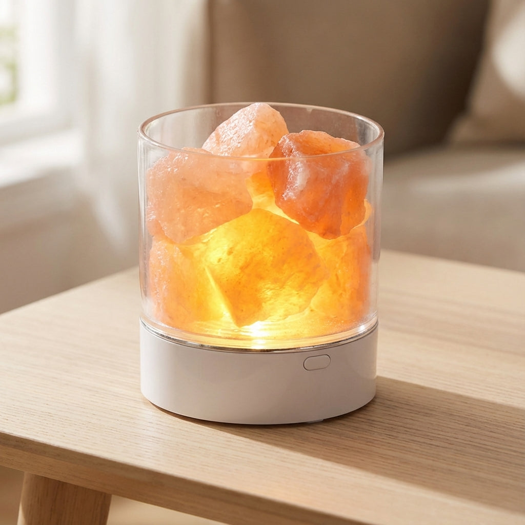 Himalayan Salt Lamp LED USB Dimmable Color Changing 9cm Bedroom Nightstand Lamp Ionizer Ambient Lighting Touch Control | Sansoti