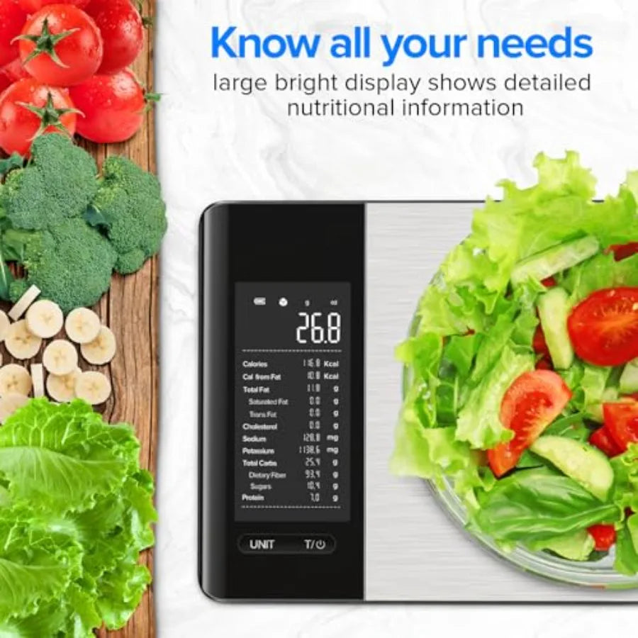 Balance de cuisine numérique avec application de valeurs nutritionnelles et suivi des macros pour une préparation saine des repas à la maison | Sansoti