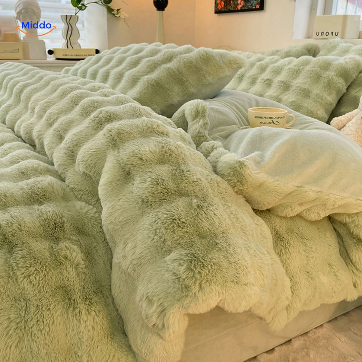 Vierdelige Pluche Dekbedset Imitatiebont Winters Beddengoed Cosy Textiel Zacht Warm Slaapkamer Comfort | Sansoti