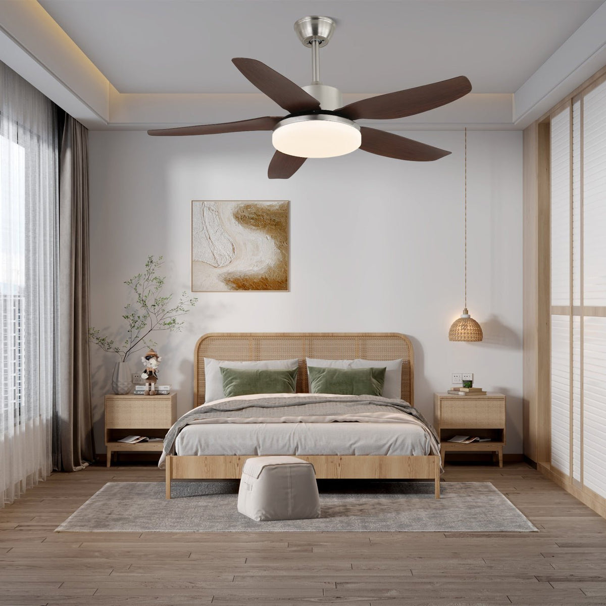 Deckenventilator Eland aus Holz mit Beleuchtung Ø122 cm | Sansoti