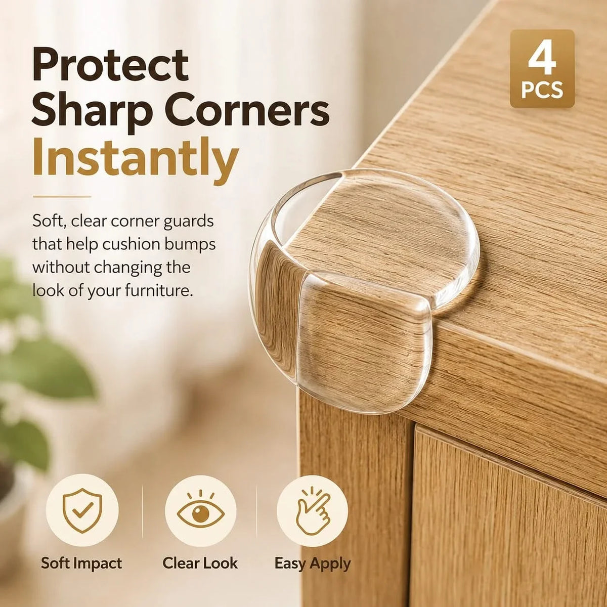 Transparent Corner Protectors for Furniture - Safe Corners at Home - Child-Friendly Protection for Babies and Toddlers | Sansoti