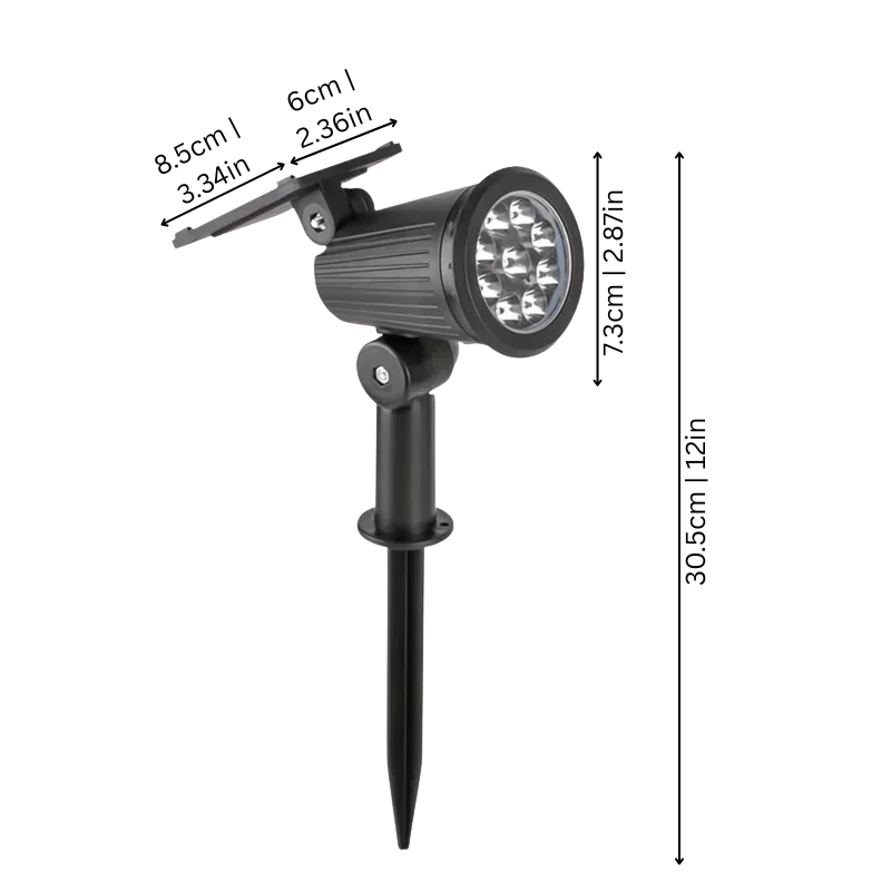 Solarny reflektor ogrodowy, 9 LED, automatyczna lampa zewnętrzna, regulowana, wodoodporna IP65, oświetlenie ogrodowe | Sansoti