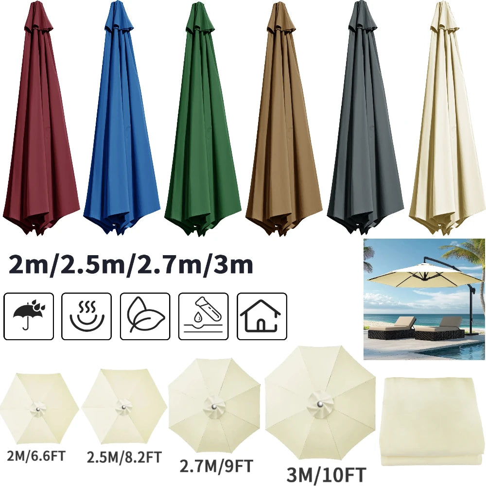 Replacement Parasol Cover 6/8 Spokes Water-Repellent with Ventilation 2-3 Meters | Sansoti