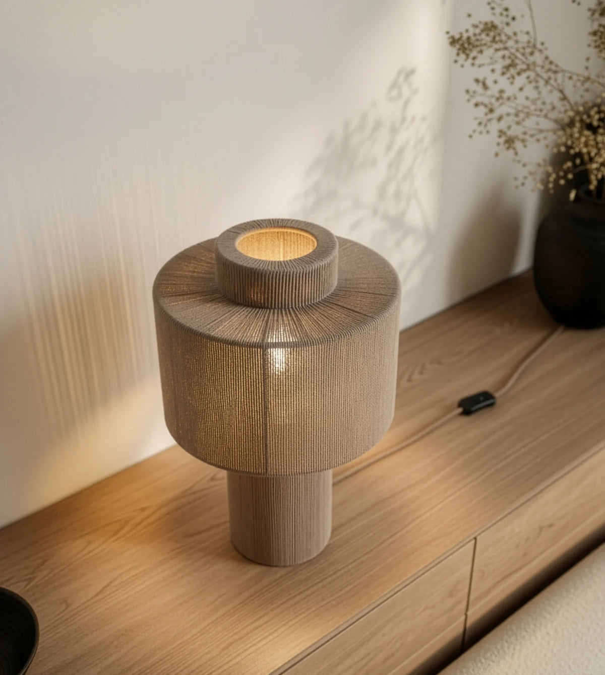 Lampa wisząca z plecionki bawełnianej, naturalny design, 25 cm, boho, nastrojowe oświetlenie | Sansoti