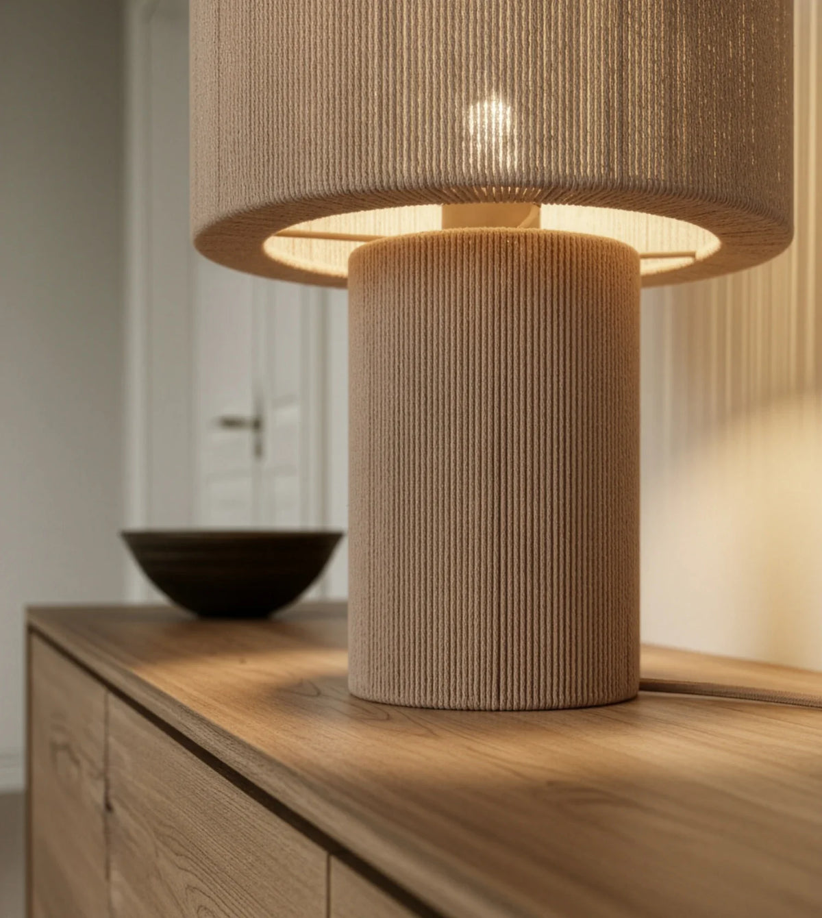 Lampa wisząca z plecionki bawełnianej, naturalny design, 25 cm, boho, nastrojowe oświetlenie | Sansoti