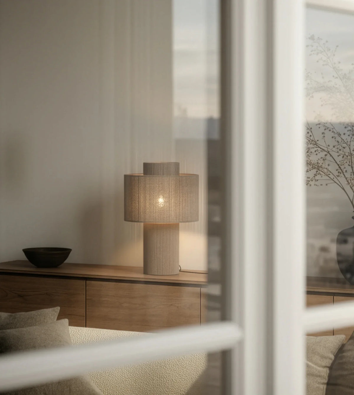Lampa wisząca z plecionki bawełnianej, naturalny design, 25 cm, boho, nastrojowe oświetlenie | Sansoti