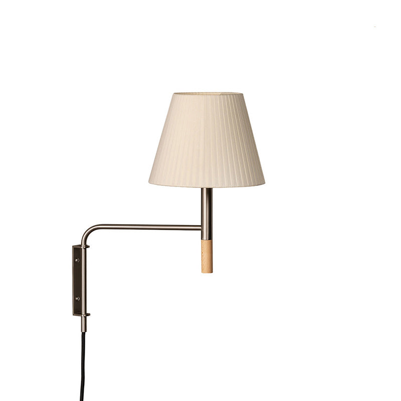Adjustable Wall Lamp with Swivel Arm – Modern Design Reading Lamp with Hand-Knitted Parchment or Pleated Shade | Sansoti