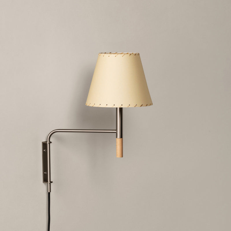 Adjustable Wall Lamp with Swivel Arm – Modern Design Reading Lamp with Hand-Knitted Parchment or Pleated Shade | Sansoti