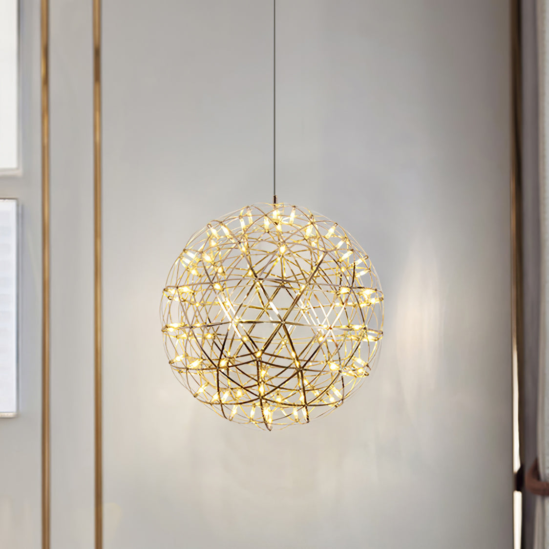 LED Pendant Lamp Silver Globe Ambient Lighting Modern Light Globe with Dimmable Light Points Transparent Crystal Globe Decorative Scandinavian Warm White Industrial Design Interior Lamp | Sansoti