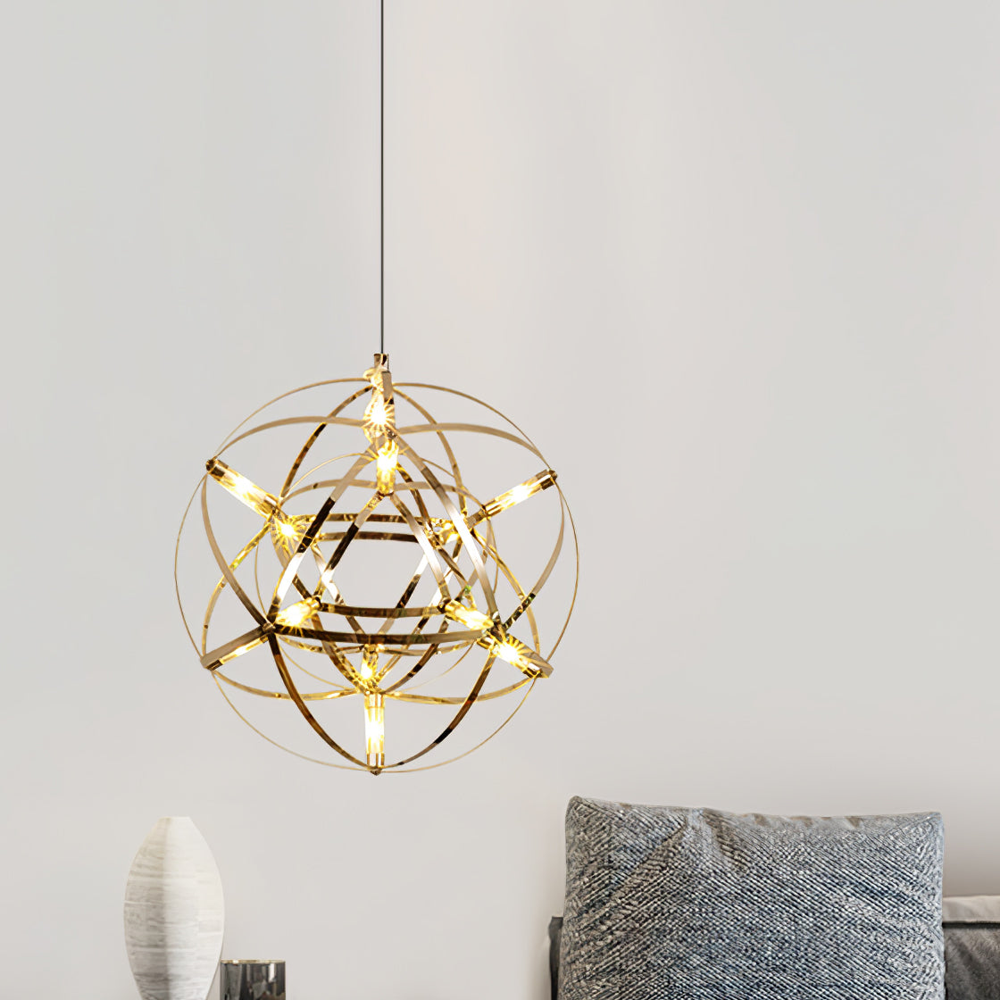 LED Pendant Lamp Silver Globe Ambient Lighting Modern Light Globe with Dimmable Light Points Transparent Crystal Globe Decorative Scandinavian Warm White Industrial Design Interior Lamp | Sansoti