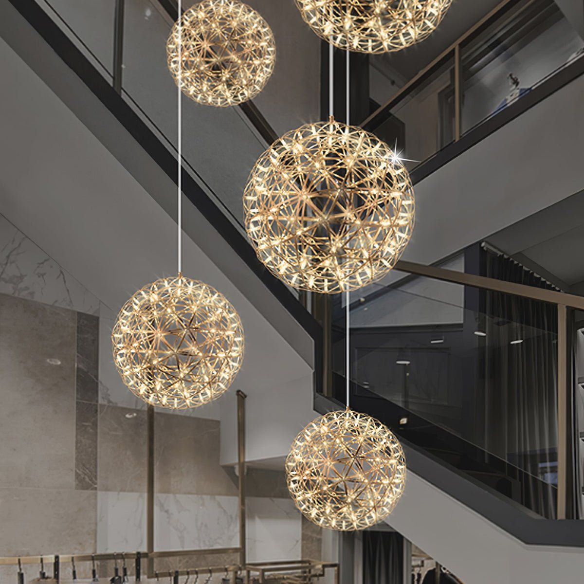 LED Pendant Lamp Silver Globe Ambient Lighting Modern Light Globe with Dimmable Light Points Transparent Crystal Globe Decorative Scandinavian Warm White Industrial Design Interior Lamp | Sansoti