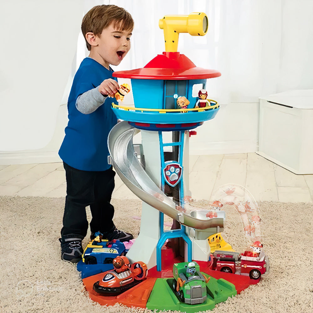 Speeltoren met Glijbaan en Auto's Interactief Kinderspeelgoed Motoriek Rollenspel Educatief Speelset voor Binnen vanaf 4 Jaar | Sansoti