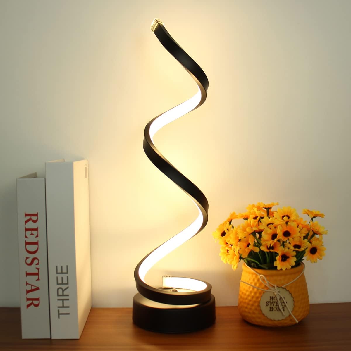 Spiral Metal Table Lamp Dimmable 3 Light Colors Warm Neutral Cool White Modern Ambient Lamp Desk Lamp | Sansoti