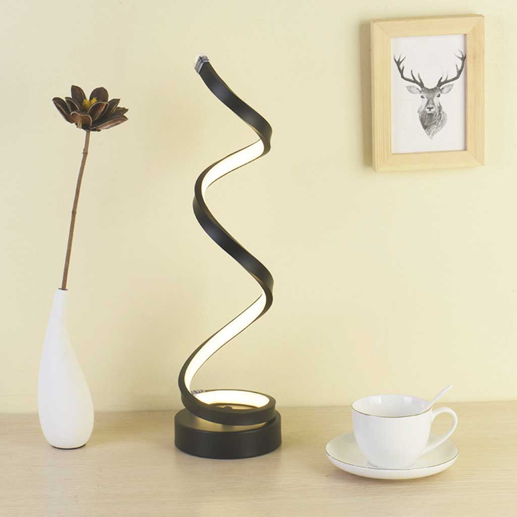 Spiral Metal Table Lamp Dimmable 3 Light Colors Warm Neutral Cool White Modern Ambient Lamp Desk Lamp | Sansoti