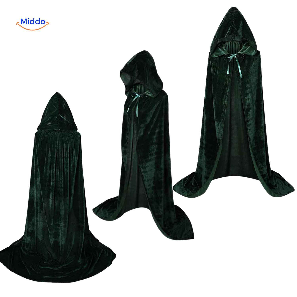 Fluwelen Cape met Capuchon Lange Mantel 110-170cm Halloween Podium Cosplay Verkleedfeest Kostuum Theaterkwaliteit | Sansoti