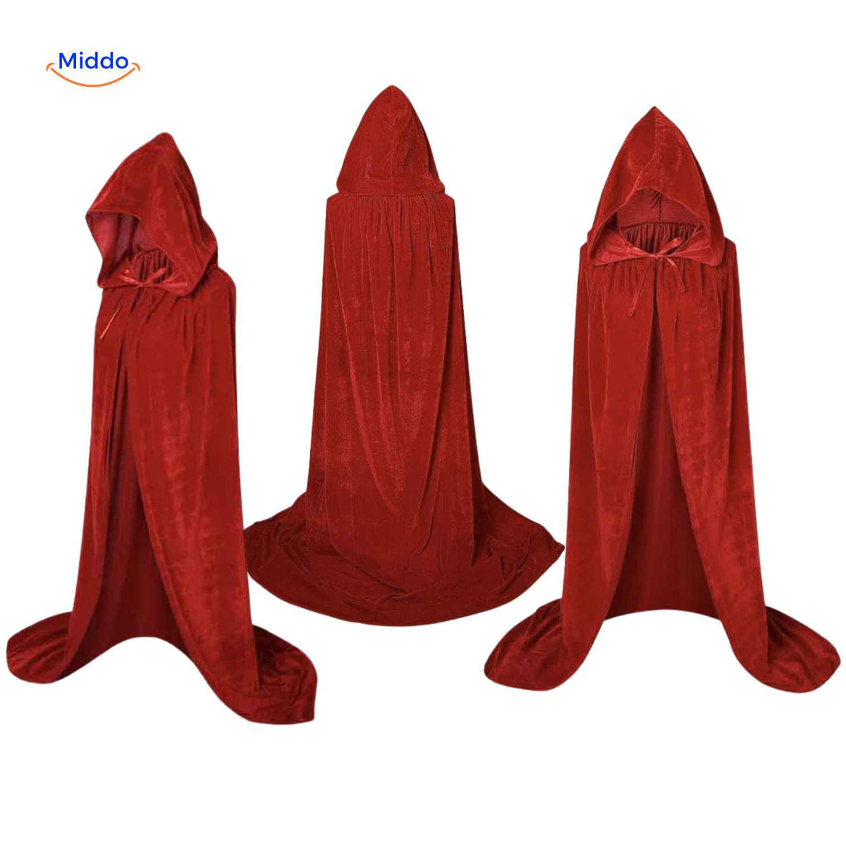 Fluwelen Cape met Capuchon Lange Theatermantel Polyester Verkleedfeest Cosplay Halloween Middeleeuwse Stijl | Sansoti