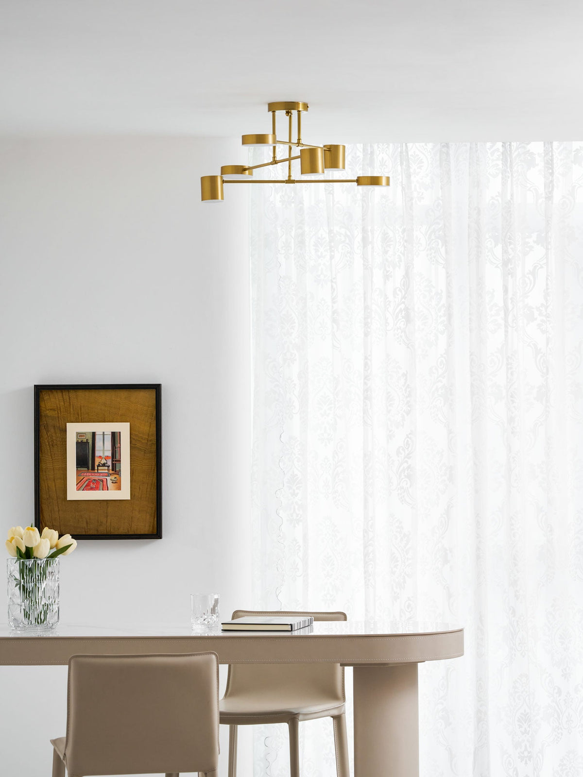 Sputnik Deckenlampe 6-Arme LED Metallrahmen Ø57cm Gold Schwarz Weiß 36W dimmbar Mid-Century Skandinavisches Esszimmer Wohnzimmer Eingang Modernes Design | Sansoti