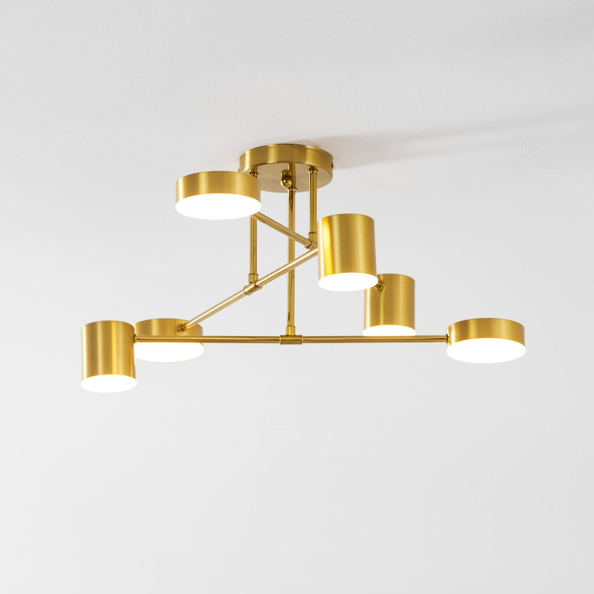 Sputnik Deckenlampe 6-Arme LED Metallrahmen Ø57cm Gold Schwarz Weiß 36W dimmbar Mid-Century Skandinavisches Esszimmer Wohnzimmer Eingang Modernes Design | Sansoti