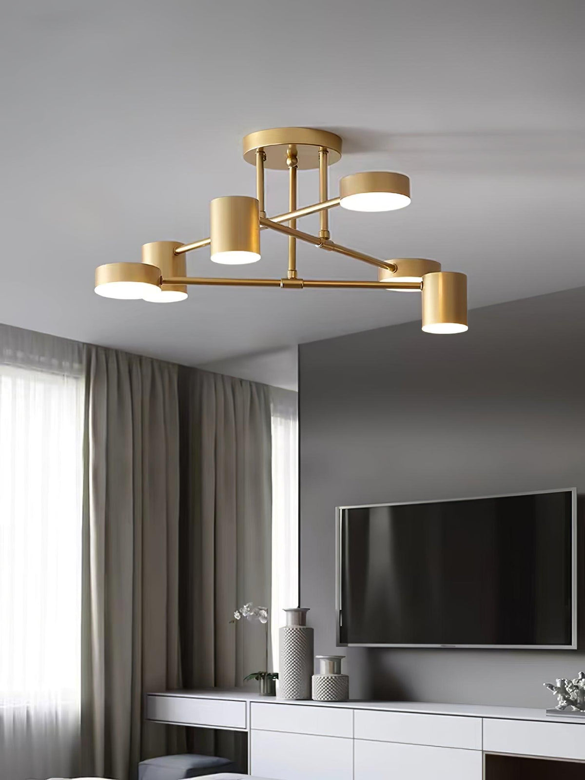 Sputnik Deckenlampe 6-Arme LED Metallrahmen Ø57cm Gold Schwarz Weiß 36W dimmbar Mid-Century Skandinavisches Esszimmer Wohnzimmer Eingang Modernes Design | Sansoti