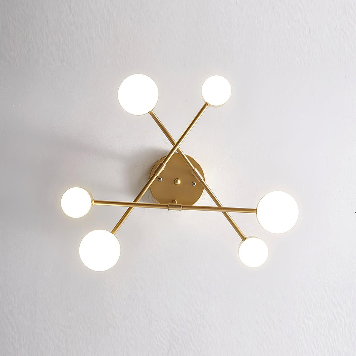 Sputnik Deckenlampe 6-Arme LED Metallrahmen Ø57cm Gold Schwarz Weiß 36W dimmbar Mid-Century Skandinavisches Esszimmer Wohnzimmer Eingang Modernes Design | Sansoti