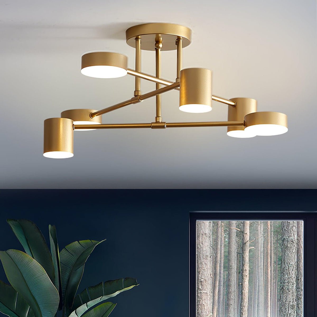Sputnik Deckenlampe 6-Arme LED Metallrahmen Ø57cm Gold Schwarz Weiß 36W dimmbar Mid-Century Skandinavisches Esszimmer Wohnzimmer Eingang Modernes Design | Sansoti
