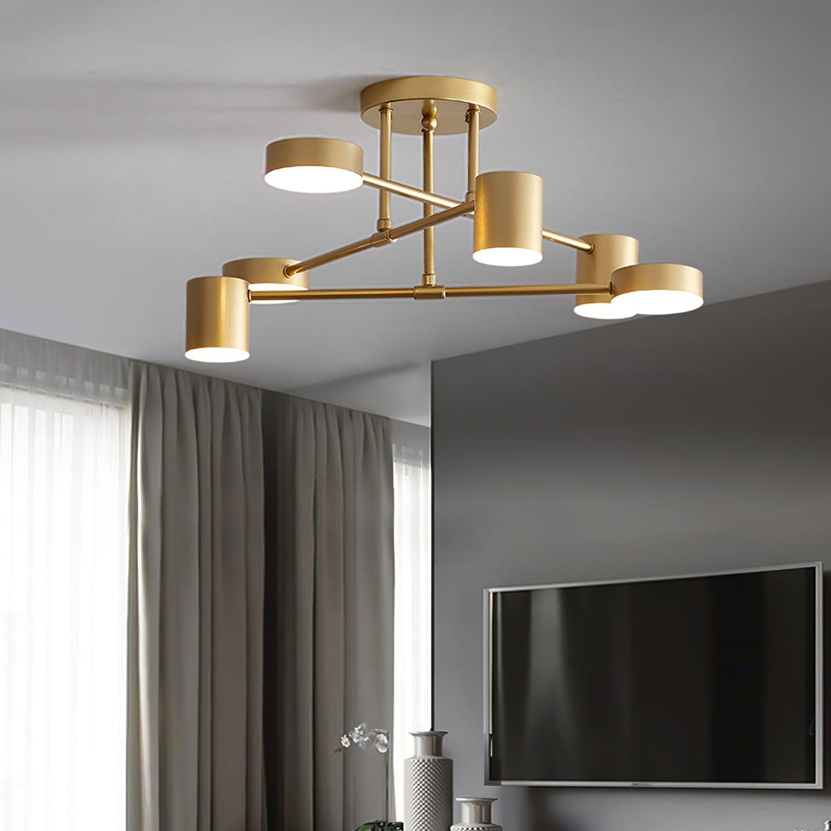Sputnik Deckenlampe 6-Arme LED Metallrahmen Ø57cm Gold Schwarz Weiß 36W dimmbar Mid-Century Skandinavisches Esszimmer Wohnzimmer Eingang Modernes Design | Sansoti
