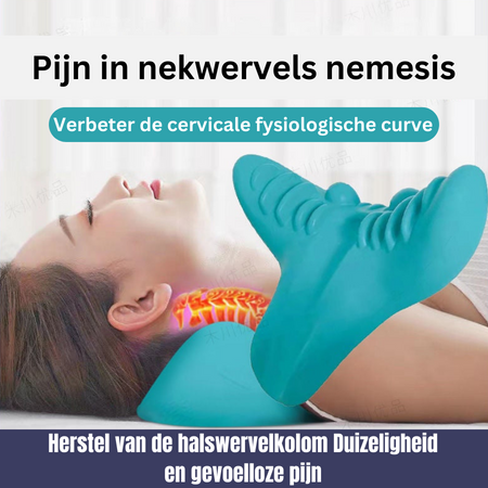 Coussin de massage pour cou ergonomique en EVA bleu 21,5x20x11 cm, étirement et relaxation du cou | Sansoti