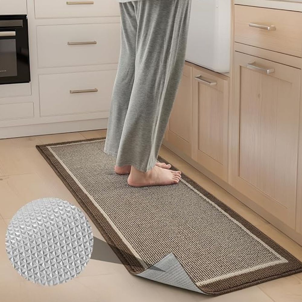 Küchenmatte Elegante Struktur Rutschfest Komfort Textil Polypropylen Beige Braun Grau Anwendungen Küche Flur Waschküche | Sansoti