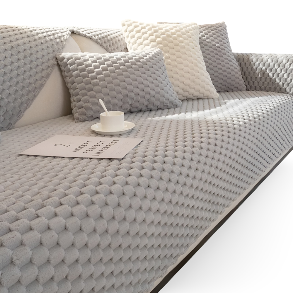 Non-Slip Sofa Cover with Waffle Pattern - Protective Cover for 1-5 Seater Sofa, Machine-Washable, Living Room | Sansoti