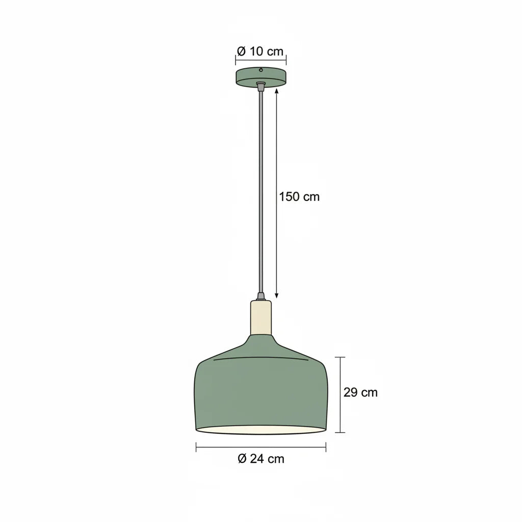 Suspension scandinave aluminium E27 jaune vert bleu Ø24cm | Sansoti
