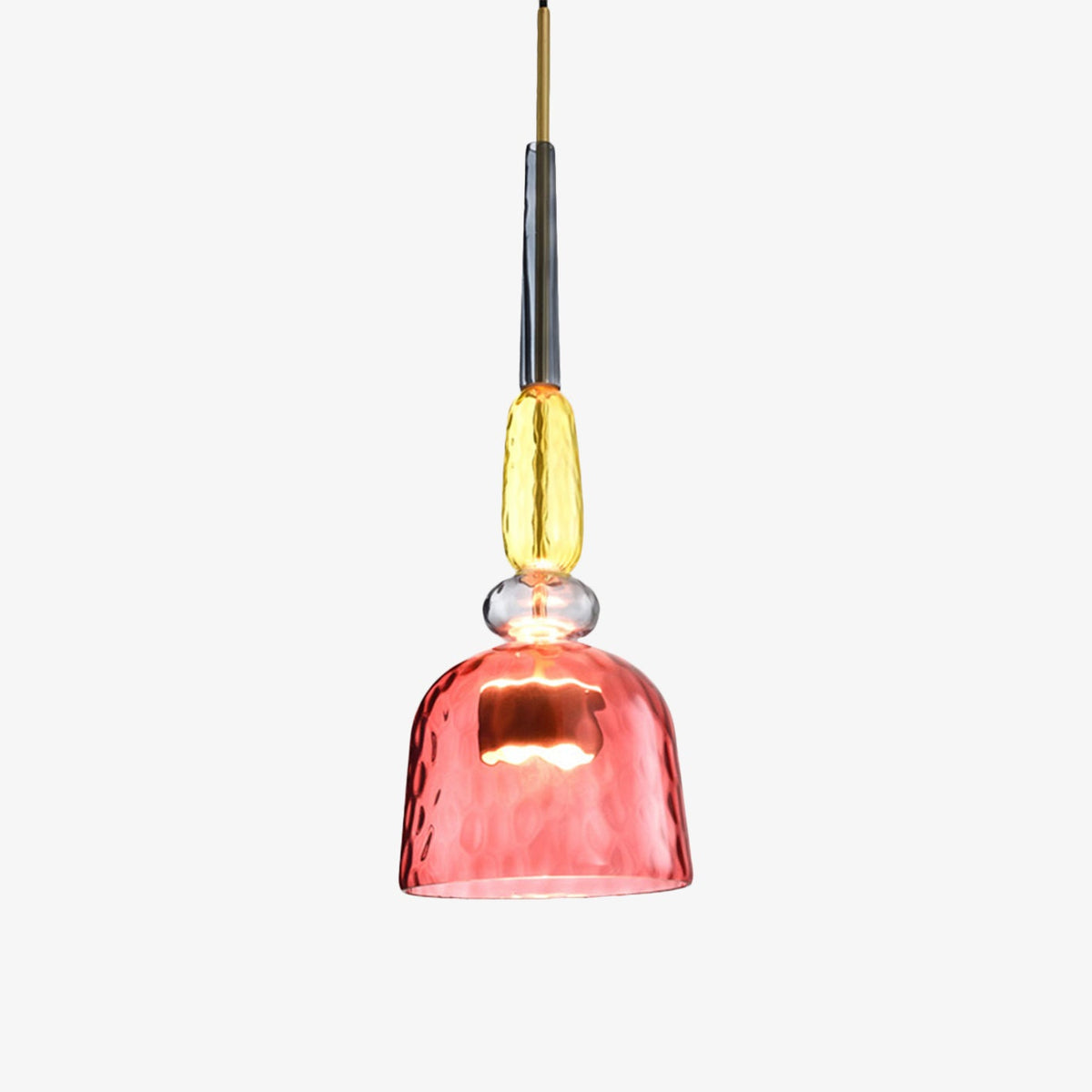 Suspension design en verre avec verre coloré et LED intégrée lampe de plafond cylindrique moderne pour cuisine, table à manger, salon avec câble réglable | Sansoti