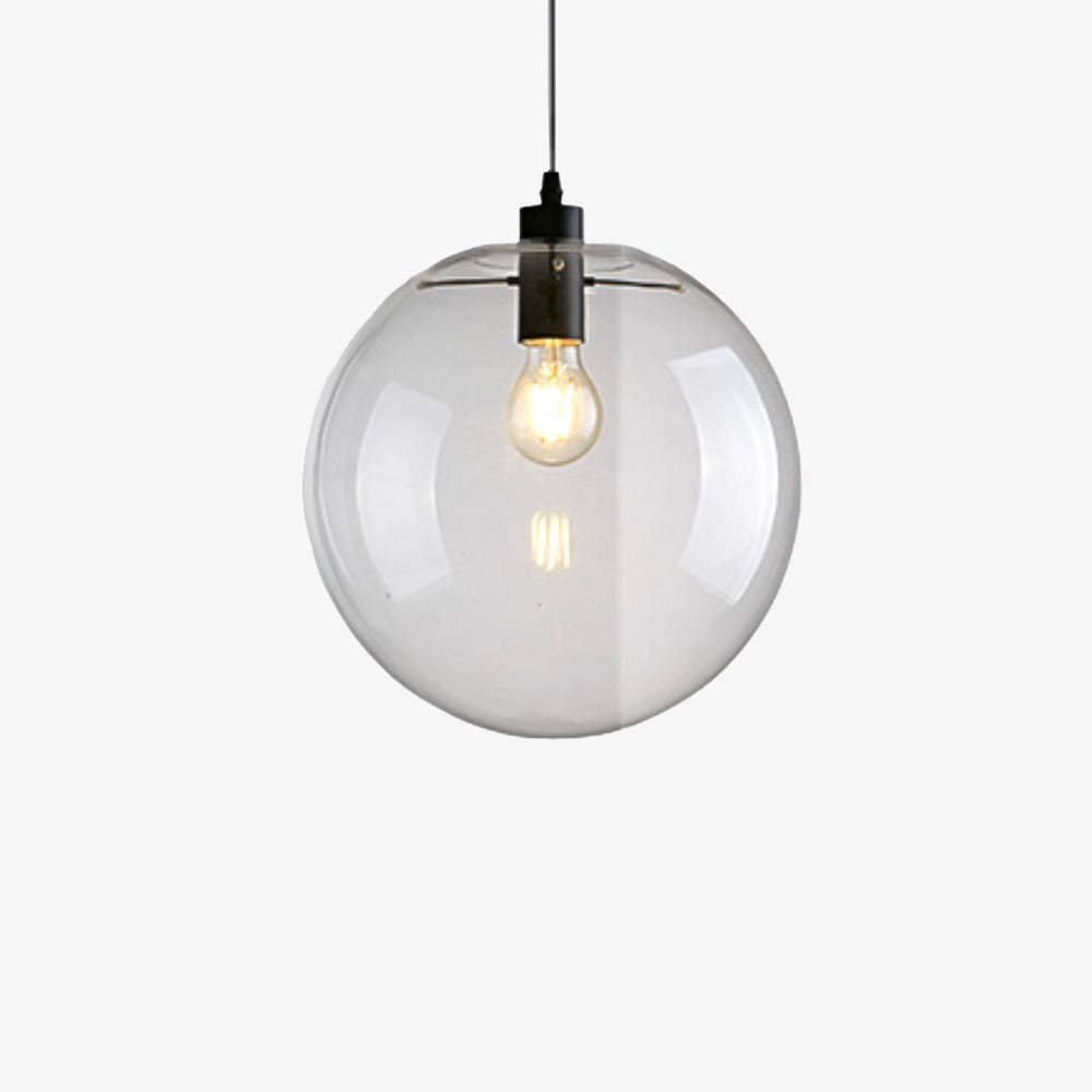 Nowoczesna szklana lampa wisząca w kształcie przezroczystej kuli, z czarną lub różowozłotą oprawką, minimalistyczna designerska lampa sufitowa do salonu, nad stół jadalniany i do kuchni | Sansoti