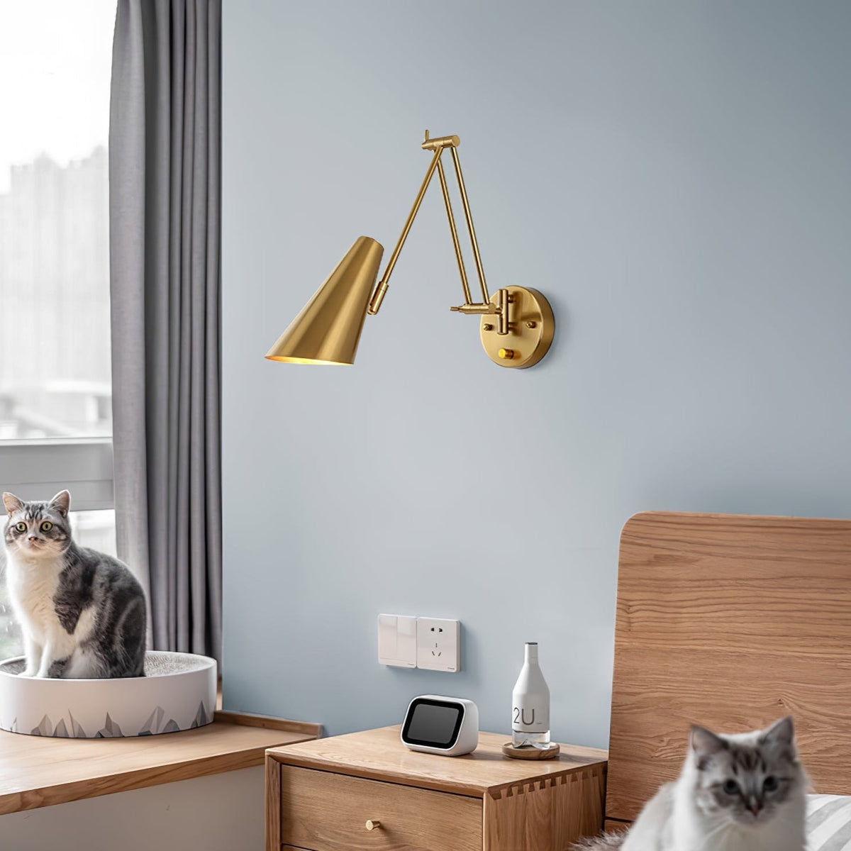 Verstelbare Wandlamp Zwenkarm Industrieel IJzer Modern Design E26/E27 Fitting Muurbediening Leeslamp Slaapkamer | Sansoti
