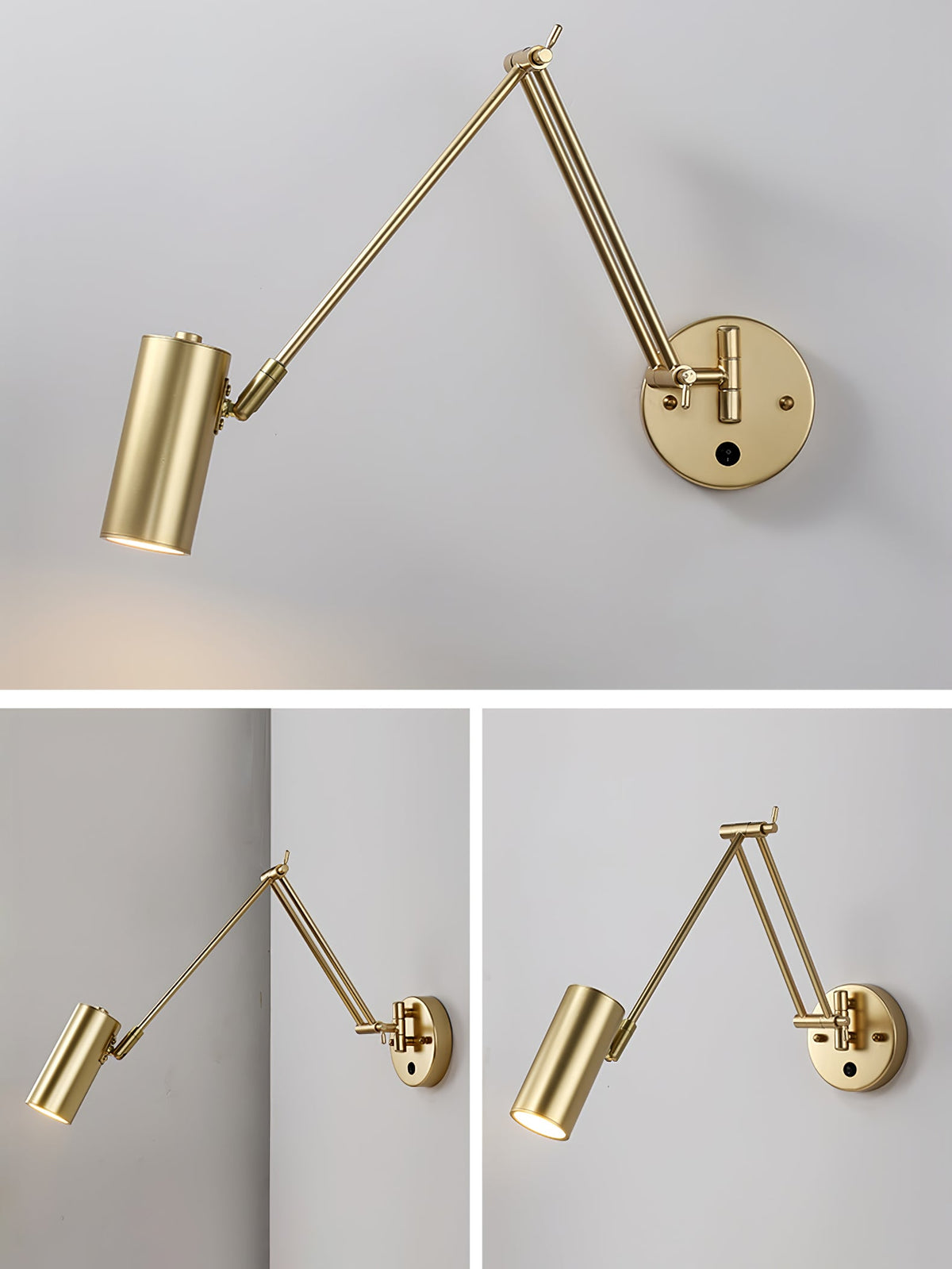 Adjustable Wall Lamp Swivel Arm Industrial Iron Modern Design E26/E27 Socket Wall Control Reading Lamp Bedroom | Sansoti
