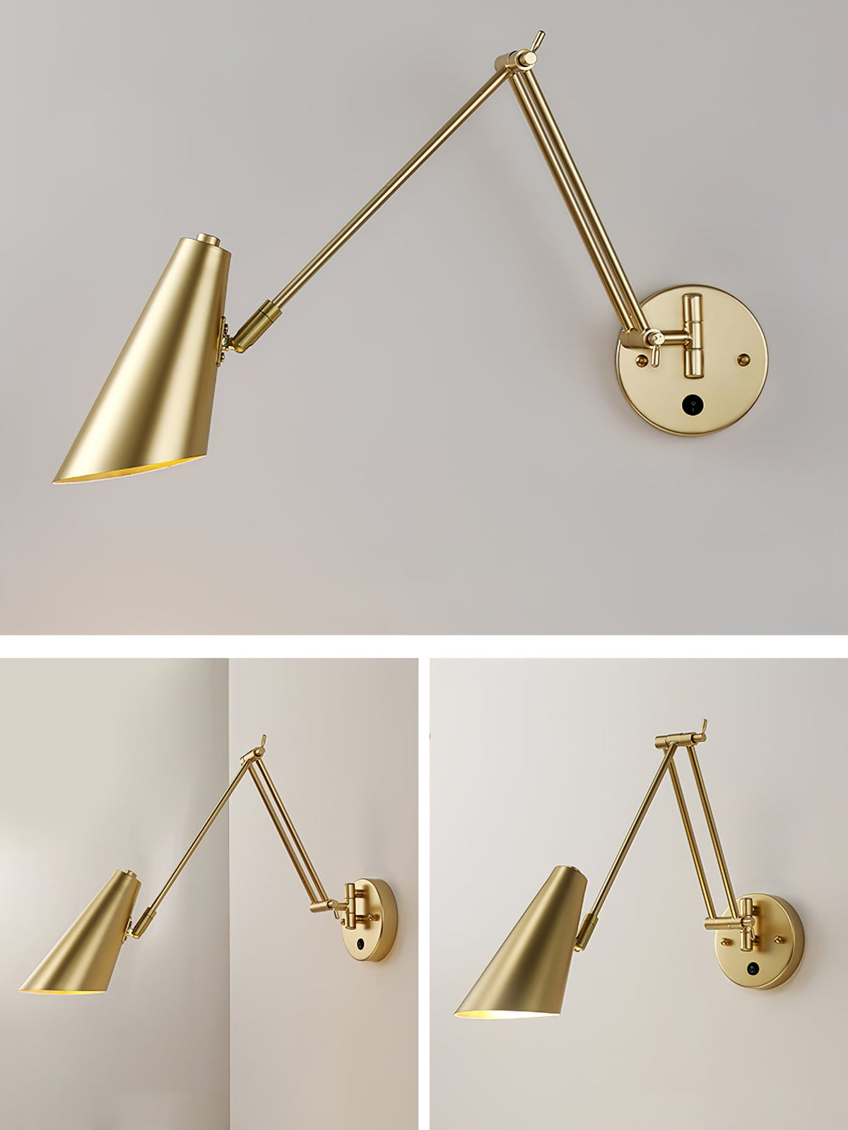 Adjustable Wall Lamp Swivel Arm Industrial Iron Modern Design E26/E27 Socket Wall Control Reading Lamp Bedroom | Sansoti