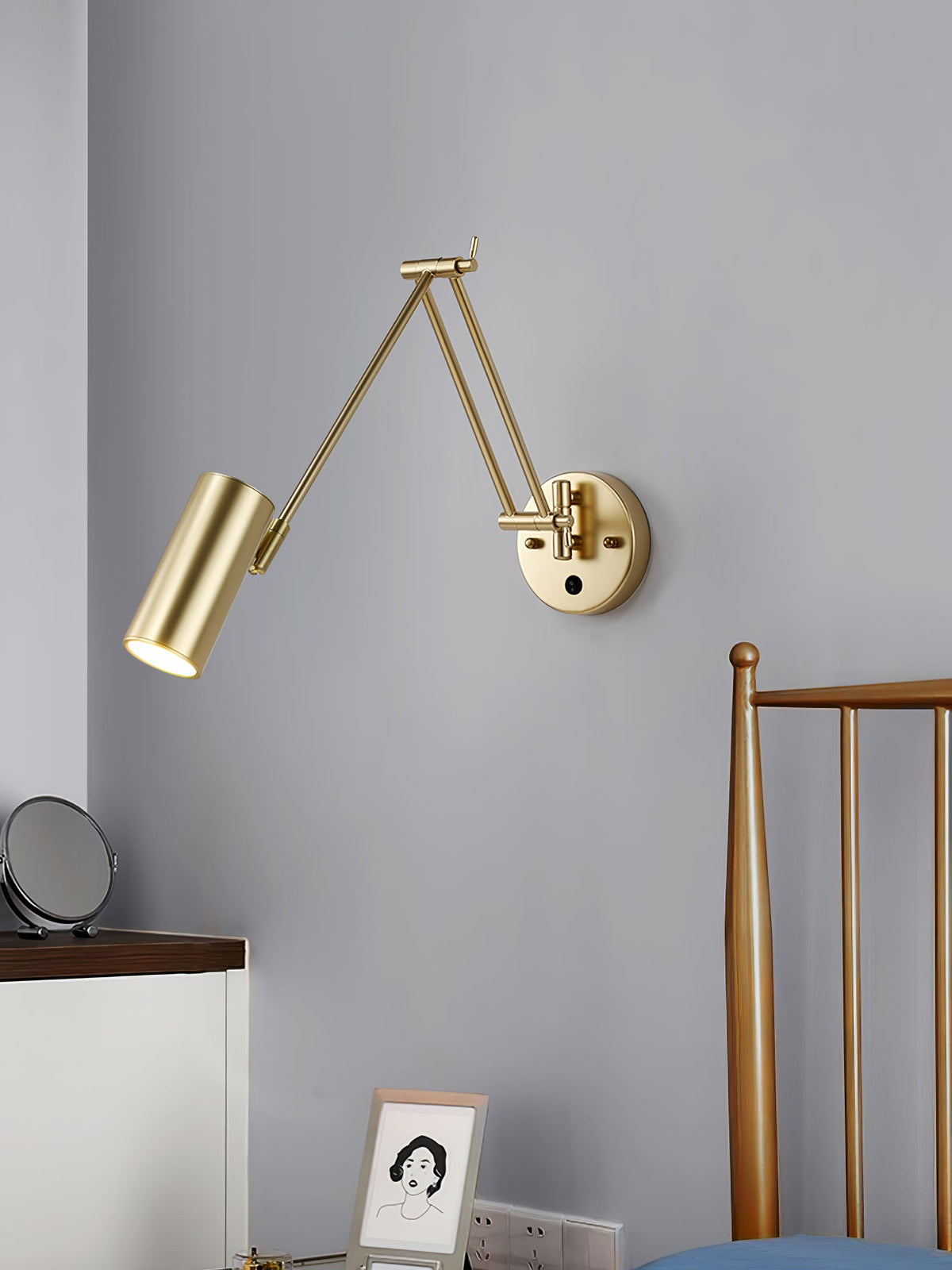 Adjustable Wall Lamp Swivel Arm Industrial Iron Modern Design E26/E27 Socket Wall Control Reading Lamp Bedroom | Sansoti