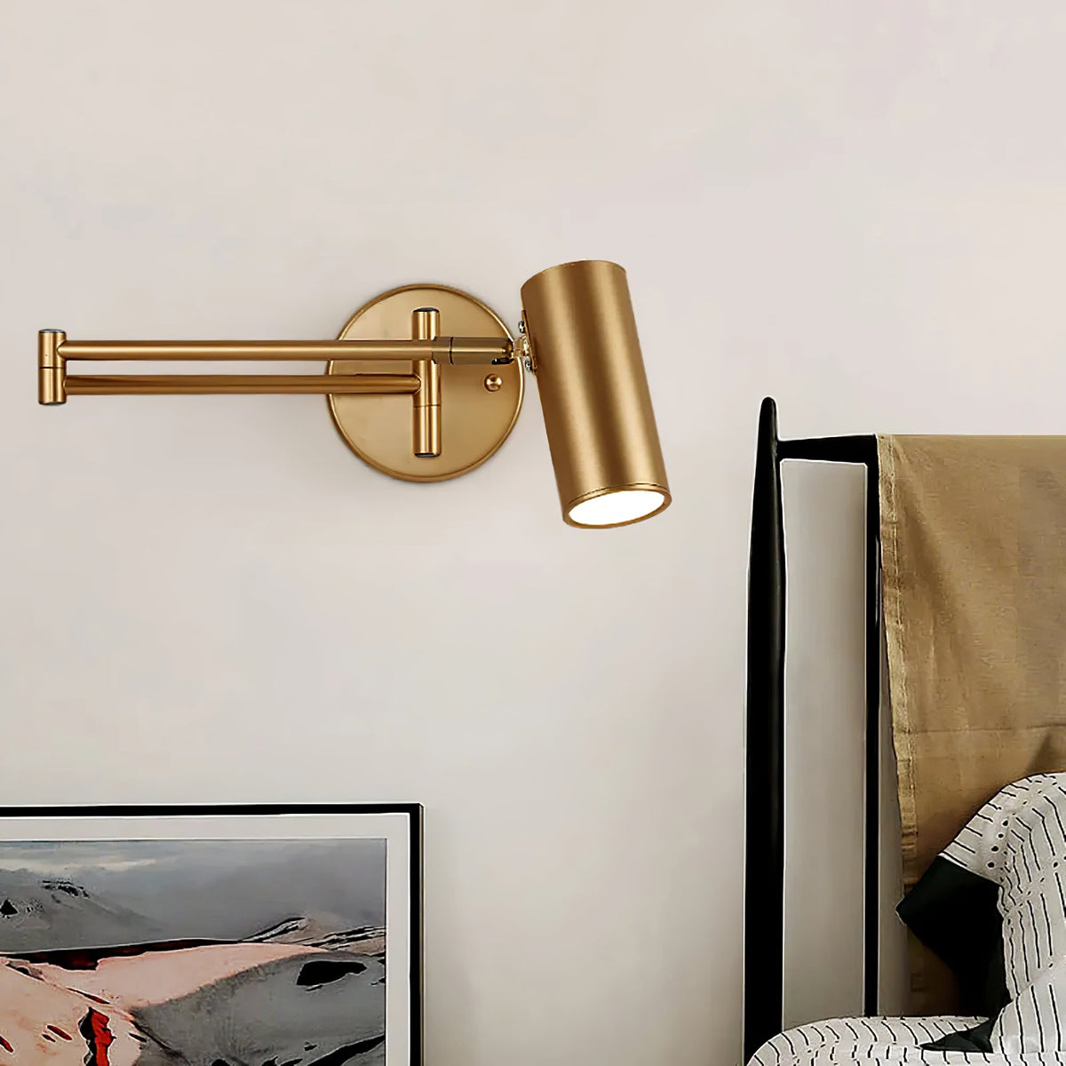 Adjustable Wall Lamp with Swivel Arm – Industrial Metal Iron – 180° Rotatable – Reading Lamp Bedroom Nightstand | Sansoti