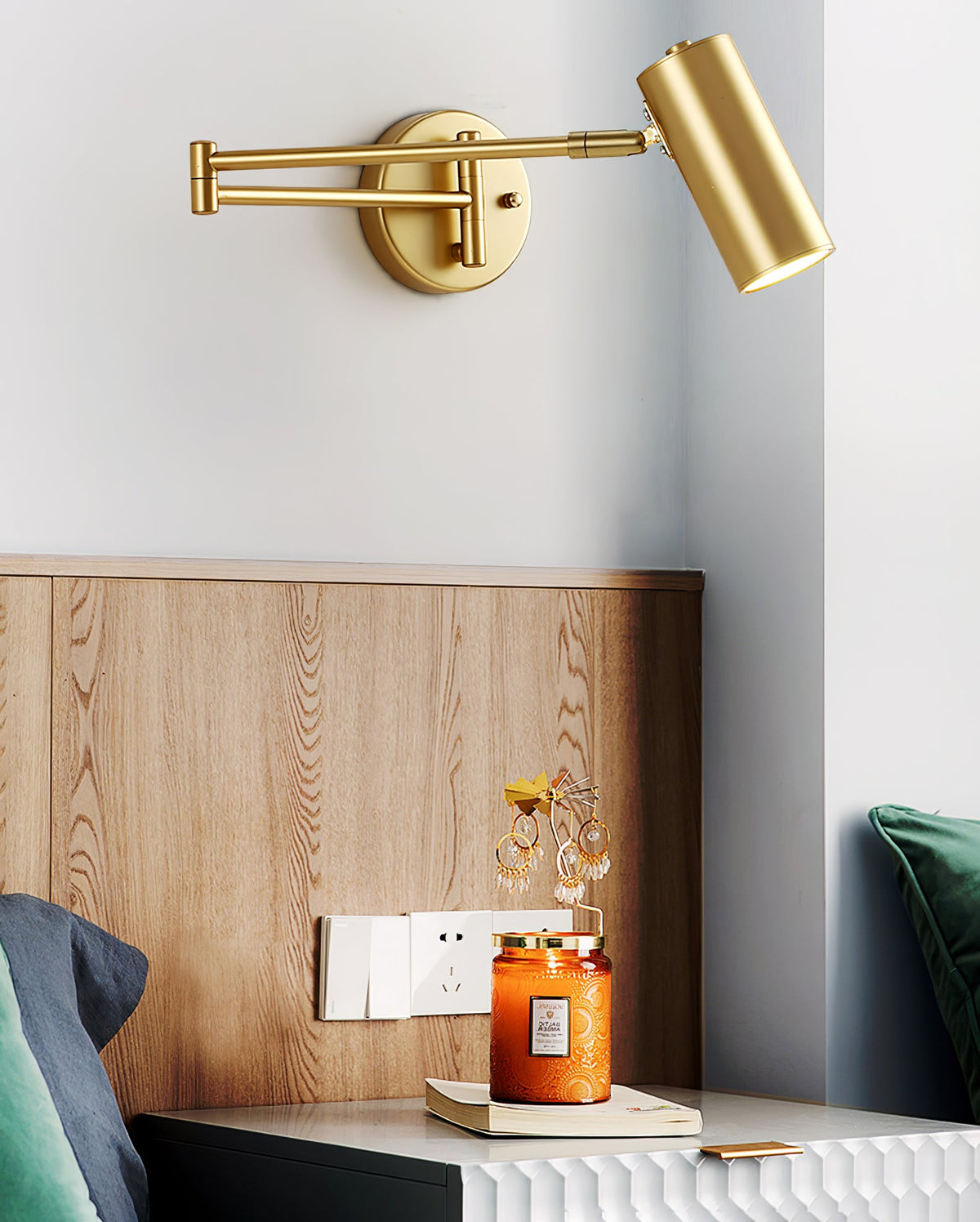 Adjustable Wall Lamp with Swivel Arm – Industrial Metal Iron – 180° Rotatable – Reading Lamp Bedroom Nightstand | Sansoti