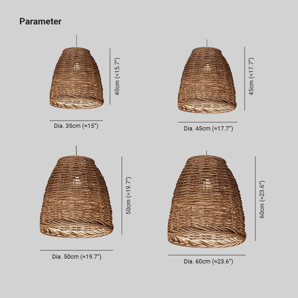 Suspension en rotin Vintage Lustre E27 pour salle à manger, chambre et salon, lampe de plafond en fibres naturelles tressées | Sansoti