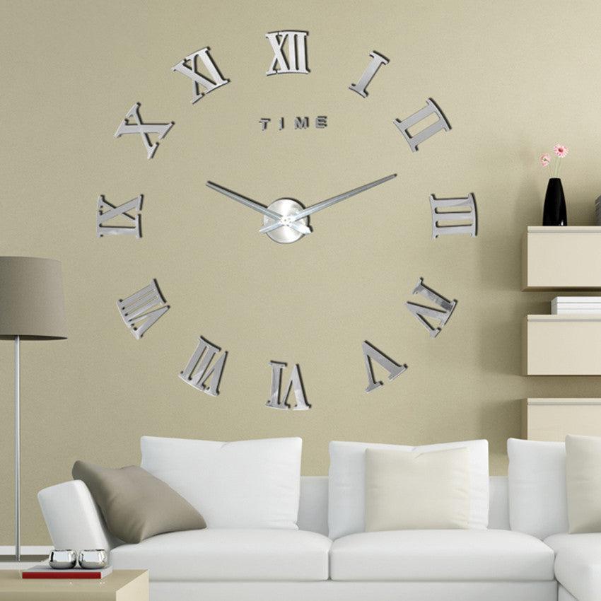 Wall Clock Roman Numerals Mirror Finish Geometric Design 50-120cm | Sansoti