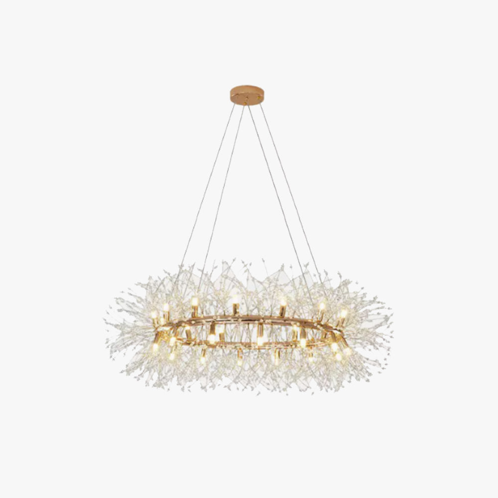 Crystal Metal Gold-Colored Pendant Light, Modern Design, LED E27, Living Room, Dining Room, Atmospheric Lighting | Sansoti