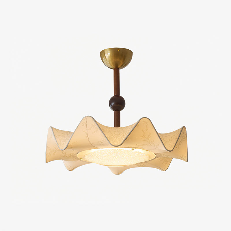 Ceiling Lamp with Petal Design – Walnut & Gold – Integrated LED – Ø50cm × H44cm | Sansoti