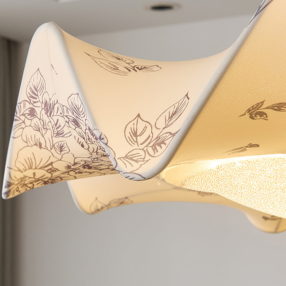 Ceiling Lamp with Petal Design – Walnut & Gold – Integrated LED – Ø50cm × H44cm | Sansoti