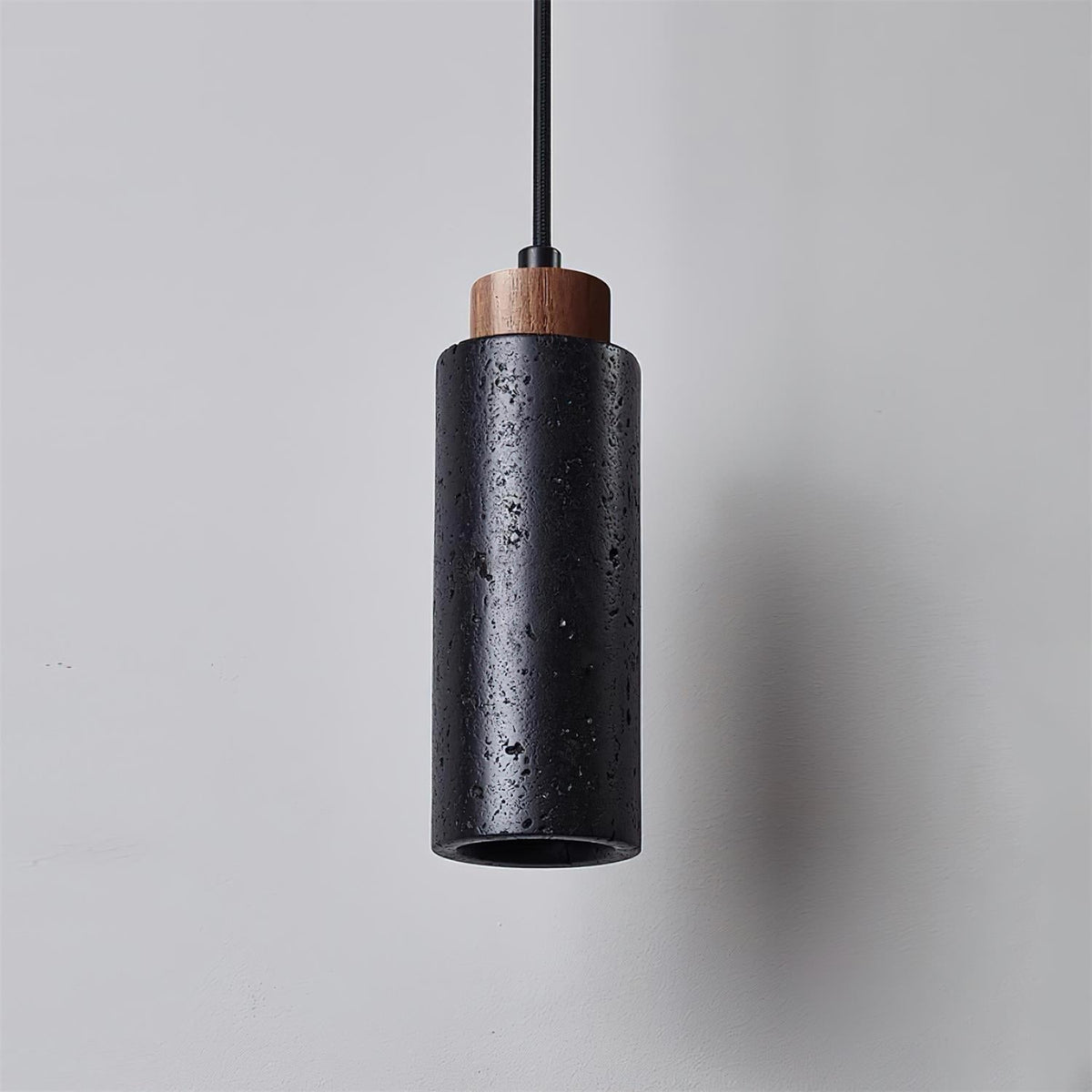 Hanglamp Travertijn Cilinder Hout LED Beige Eettafel Woonkamer Natuurlijke Steen Minimalistisch Design Verlichting Japandi Interieur | Sansoti