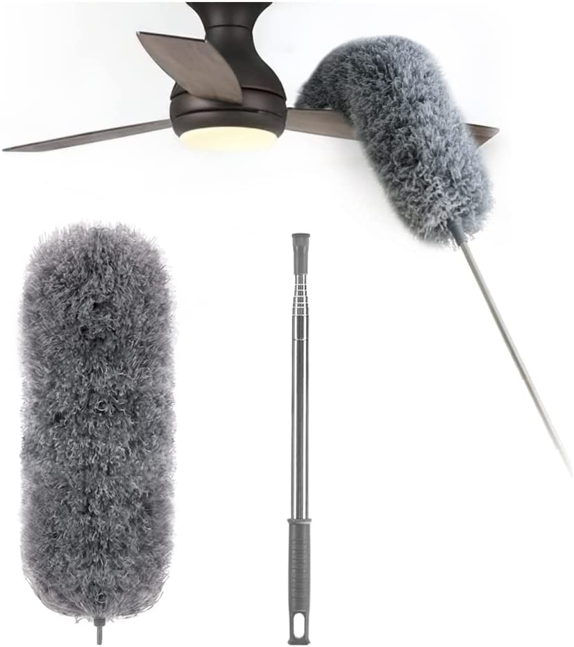 Extendable Dust Duster with Telescopic Handle up to 250 cm and Washable Microfiber Head for Ceiling Furniture Fan | Sansoti