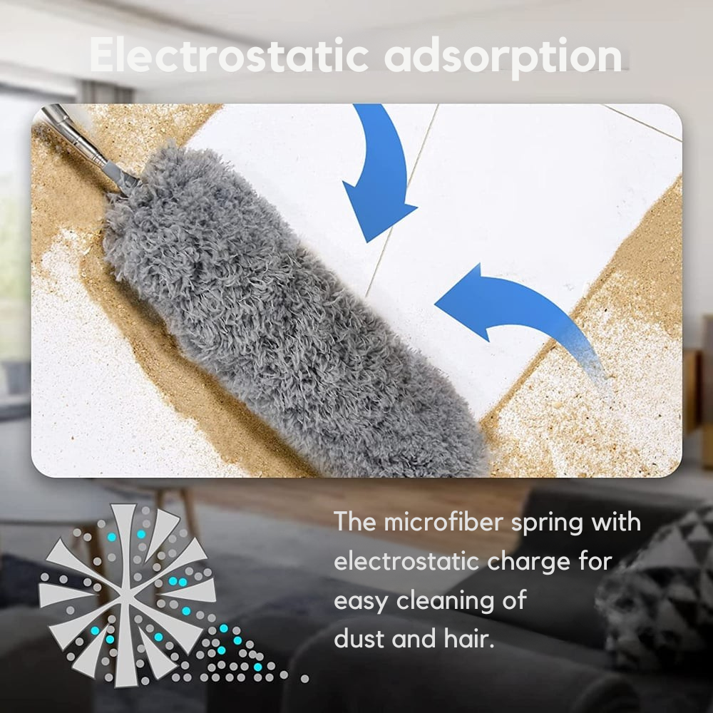 Extendable Dust Duster with Telescopic Handle up to 250 cm and Washable Microfiber Head for Ceiling Furniture Fan | Sansoti