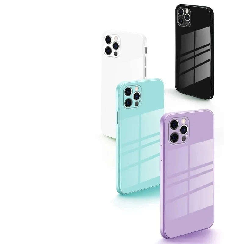 Tempered Glass Phone Case with Wrist Strap iPhone – Shock-Resistant Transparent Cover Camera Protection | Sansoti