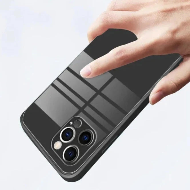 Tempered Glass Phone Case with Wrist Strap iPhone – Shock-Resistant Transparent Cover Camera Protection | Sansoti