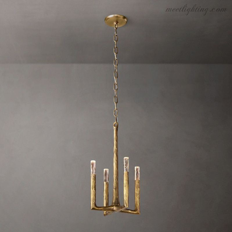Suspension en métal forgé à la main Ø30cm en verre, 4 points lumineux, îlot de cuisine, table à manger, dimmable, G9, éclairage d’ambiance | Sansoti